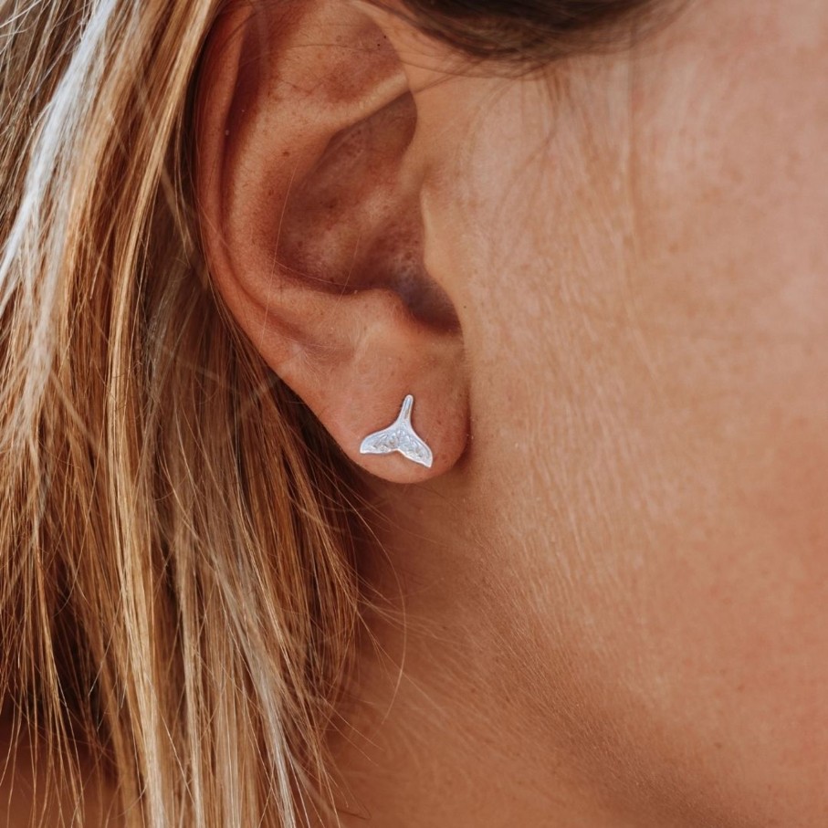 Atolea Jewelry Silver Whale Tail Earrings | Earrings