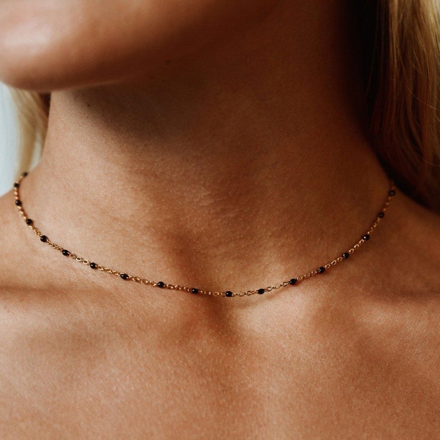 Atolea Jewelry Black Beaded Choker | Necklaces