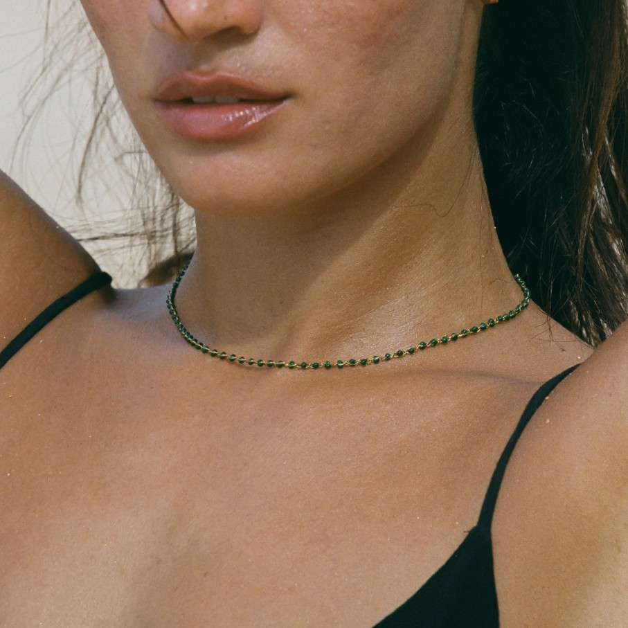 Atolea Jewelry Green Beaded Choker | Necklaces