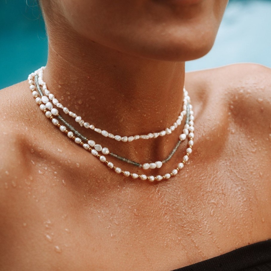 Atolea Jewelry Gold Freshwater Pearl Choker | Necklaces